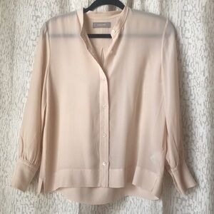 Everlane 100% Silk Collarless Button Down Blouse with Mandarin Collar - Size 6